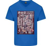 T-Shirt In Cotone V-Neck Da Uomo Giapponese Sound Of City Vibes