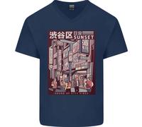 T-Shirt In Cotone V-Neck Da Uomo Giapponese Sound Of City Vibes