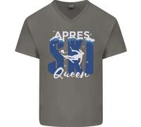 T-Shirt In Cotone V-Neck Da Uomo Per Sport Invernali Sci Apres Ski Queen