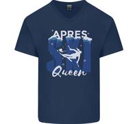 T-Shirt In Cotone V-Neck Da Uomo Per Sport Invernali Sci Apres Ski Queen