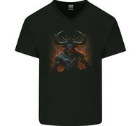 T-Shirt In Cotone V-Neck Di Un Demoniaco Toro Dell'Inferno