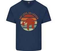 T-Shirt In Cotone V-Neck Divertente Con Slogan 'Say Less Do Lesser' Per Uomo