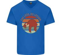 T-Shirt In Cotone V-Neck Divertente Con Slogan 'Say Less Do Lesser' Per Uomo