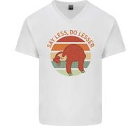 T-Shirt In Cotone V-Neck Divertente Con Slogan 'Say Less Do Lesser' Per Uomo