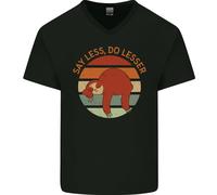T-Shirt In Cotone V-Neck Divertente Con Slogan 'Say Less Do Lesser' Per Uomo