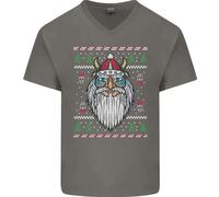 T-Shirt In Cotone V-Neck Divertente Di Thor Odin Valhalla Per Uomo