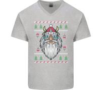T-Shirt In Cotone V-Neck Divertente Di Thor Odin Valhalla Per Uomo