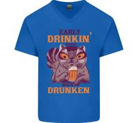 T-Shirt In Cotone V-Neck Divertente Per Uomini Con Bevande Alcoliche