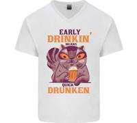 T-Shirt In Cotone V-Neck Divertente Per Uomini Con Bevande Alcoliche