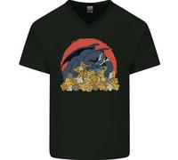 T-Shirt In Cotone V-Neck Divertente Per Uomini Con Dadi RPG Di Drago