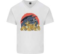 T-Shirt In Cotone V-Neck Divertente Per Uomini Con Dadi RPG Di Drago