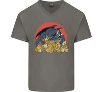 T-Shirt In Cotone V-Neck Divertente Per Uomini Con Dadi RPG Di Drago