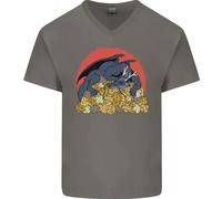 T-Shirt In Cotone V-Neck Divertente Per Uomini Con Dadi RPG Di Drago