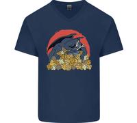 T-Shirt In Cotone V-Neck Divertente Per Uomini Con Dadi RPG Di Drago