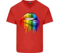 T-Shirt In Cotone V-Neck Gay Pride Day Con Arcobaleno LGBT