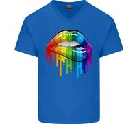 T-Shirt In Cotone V-Neck Gay Pride Day Con Arcobaleno LGBT