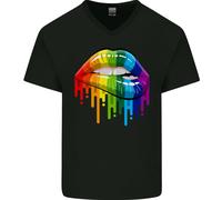 T-Shirt In Cotone V-Neck Gay Pride Day Con Arcobaleno LGBT