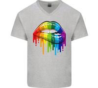 T-Shirt In Cotone V-Neck Gay Pride Day Con Arcobaleno LGBT