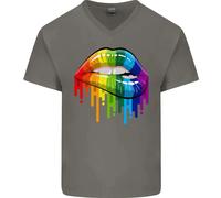 T-Shirt In Cotone V-Neck Gay Pride Day Con Arcobaleno LGBT