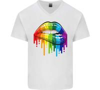 T-Shirt In Cotone V-Neck Gay Pride Day Con Arcobaleno LGBT