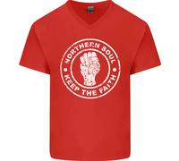 T-Shirt In Cotone V-Neck Northern Soul Keeping The Faith Per Uomo