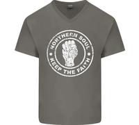 T-Shirt In Cotone V-Neck Northern Soul Keeping The Faith Per Uomo