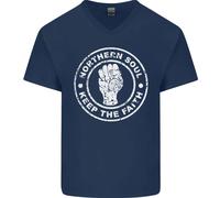 T-Shirt In Cotone V-Neck Northern Soul Keeping The Faith Per Uomo