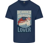 T-Shirt In Cotone V-Neck Per Uomini Amanti Dei Draghi Barbati USA AMERICA