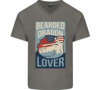 T-Shirt In Cotone V-Neck Per Uomini Amanti Dei Draghi Barbati USA AMERICA