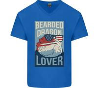 T-Shirt In Cotone V-Neck Per Uomini Amanti Dei Draghi Barbati USA AMERICA