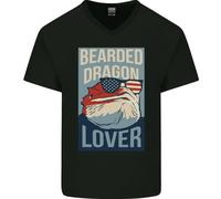 T-Shirt In Cotone V-Neck Per Uomini Amanti Dei Draghi Barbati USA AMERICA