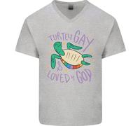 T-Shirt In Cotone V-Neck Per Uomini LGBT Tartaruga Amata Da Dio Gay Pride
