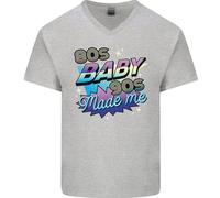 T-Shirt In Cotone V-Neck Per Uomo 80S Baby 90S Made Me Musica Pop Rock