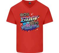 T-Shirt In Cotone V-Neck Per Uomo 80S Baby 90S Made Me Musica Pop Rock
