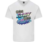 T-Shirt In Cotone V-Neck Per Uomo 80S Baby 90S Made Me Musica Pop Rock