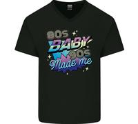 T-Shirt In Cotone V-Neck Per Uomo 80S Baby 90S Made Me Musica Pop Rock