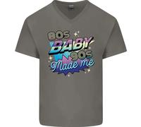 T-Shirt In Cotone V-Neck Per Uomo 80S Baby 90S Made Me Musica Pop Rock