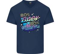 T-Shirt In Cotone V-Neck Per Uomo 80S Baby 90S Made Me Musica Pop Rock