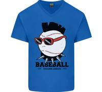 T-Shirt In Cotone V-Neck Per Uomo Baseball Punk Rocker