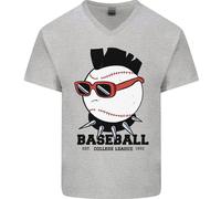 T-Shirt In Cotone V-Neck Per Uomo Baseball Punk Rocker