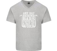 T-Shirt In Cotone V-Neck Per Uomo Biker Moto Dietro Le Sbarre