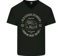 T-Shirt In Cotone V-Neck Per Uomo Ghettoblaster Musica Old School Reunion