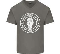 T-Shirt In Cotone V-Neck Per Uomo Northern Soul Keeping The Faith Dancing