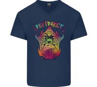 T-Shirt In Cotone V-Neck Per Uomo Psytrance Psychedelic Trance Music