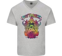 T-Shirt In Cotone V-Neck Per Uomo Psytrance Psychedelic Trance Music