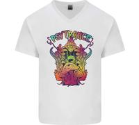 T-Shirt In Cotone V-Neck Per Uomo Psytrance Psychedelic Trance Music