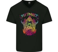 T-Shirt In Cotone V-Neck Per Uomo Psytrance Psychedelic Trance Music