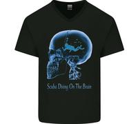 T-Shirt In Cotone V-Neck Per Uomo Scuba Diving On The Brain Diver Dive