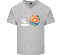T-Shirt In Cotone V-Neck Per Uomo To The Core Climate Change ECG Heart Pulse