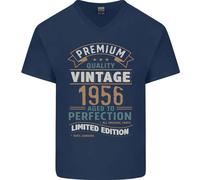 T-Shirt In Cotone V-Neck Vintage Per Il 69° Compleanno Del 1956